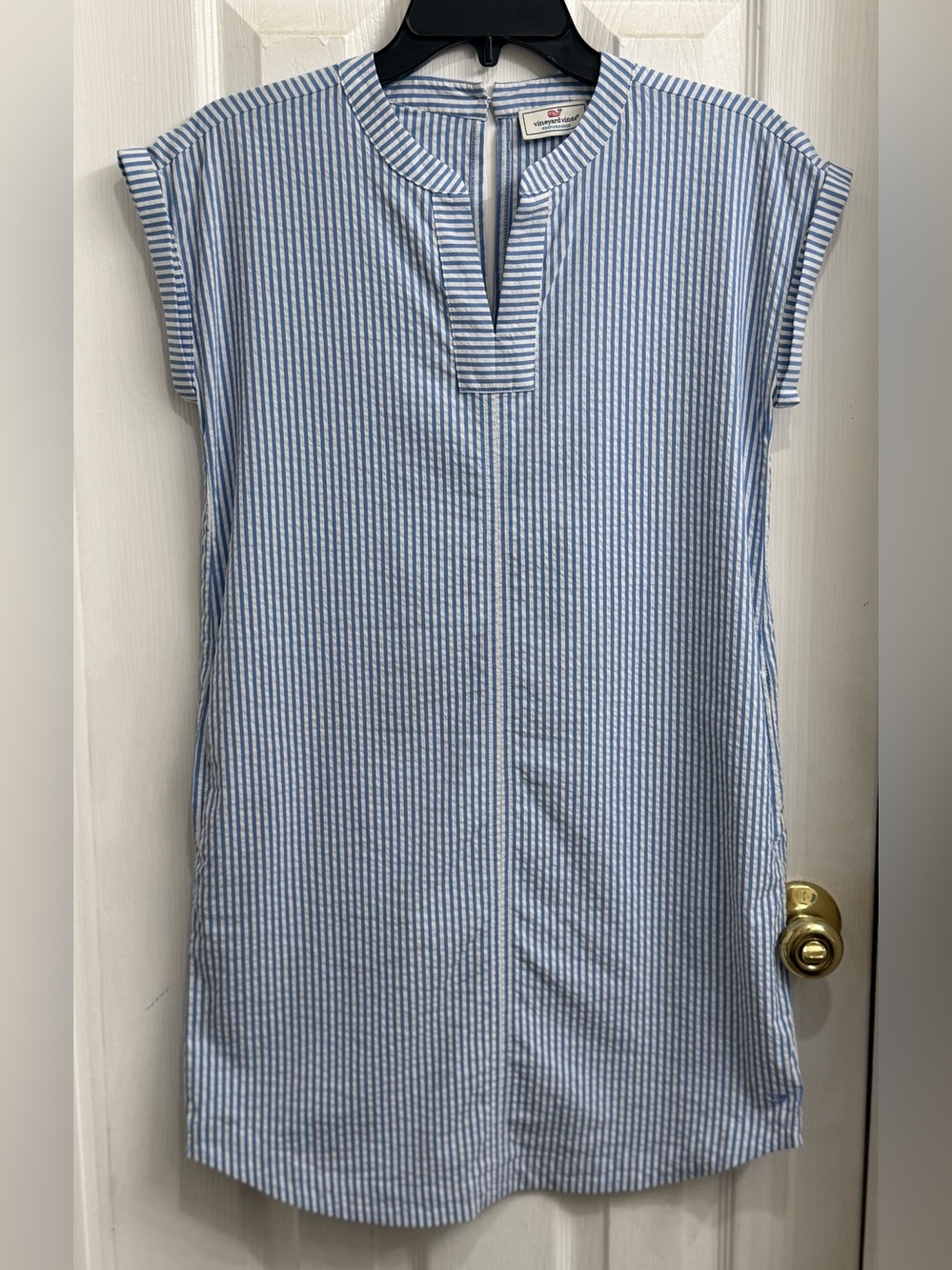 Vineyard Vines Blue and White Striped Seersucker Tunic